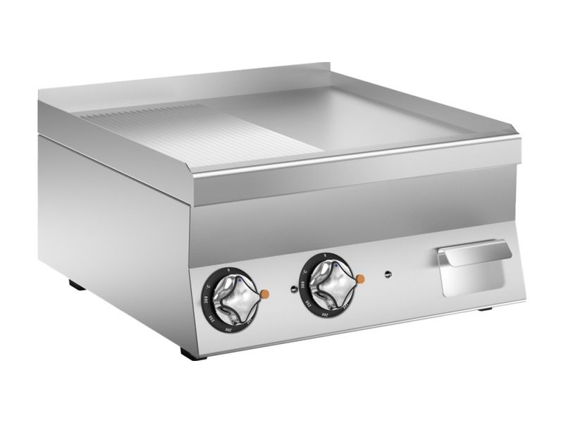 Mareno FT66EM Flatgrill 600 mm, elektrisk, 1/2 glatt og 1/2 riflet støpejern